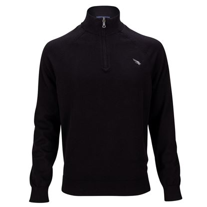 Brooks Brothers Falcon Cotton Quarter-Zip- Black