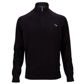 Brooks Brothers Falcon Cotton Quarter-Zip- Black